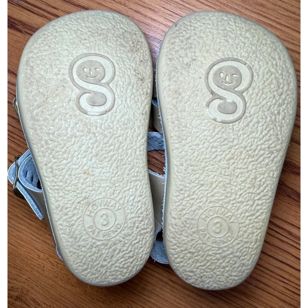 Salt Water Sandals Sun-San Sea Wee Gold Metallic Leather Toddler Baby Size 3 - Picture 6 of 9